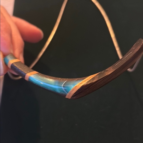 Eclectic Reversible Silver Chain with Wood Carved Design Necklace - Picture 3 of 5